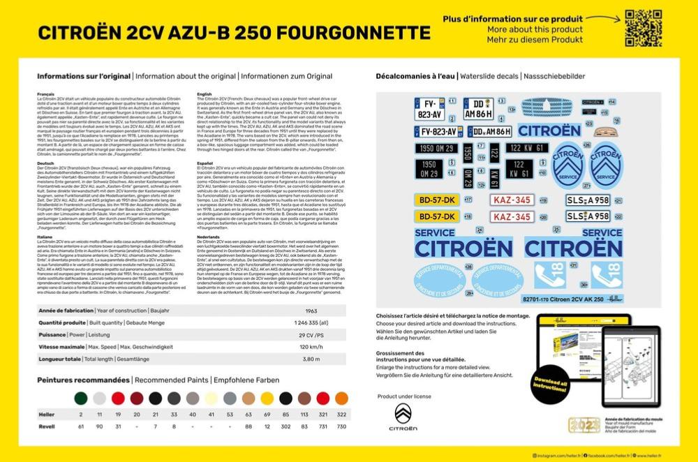 1/24 Maquette CITROEN 2CV FOURGONETTE AK250- HELLER 82701 